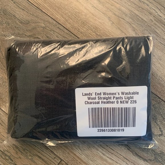 NWT LANDS' END WOMEN'S WASHABLE WOOL STRAIGHT PANTS LIGHT CHARCOAL HEATHER 0 - Picture 3 of 5